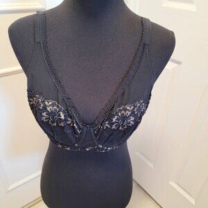 Y2K Barely Breezies Lace nylon underwire bra, size 38C